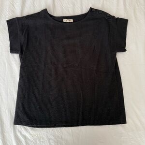 WOMENS Madewell Black Textured Short Sleeve Top